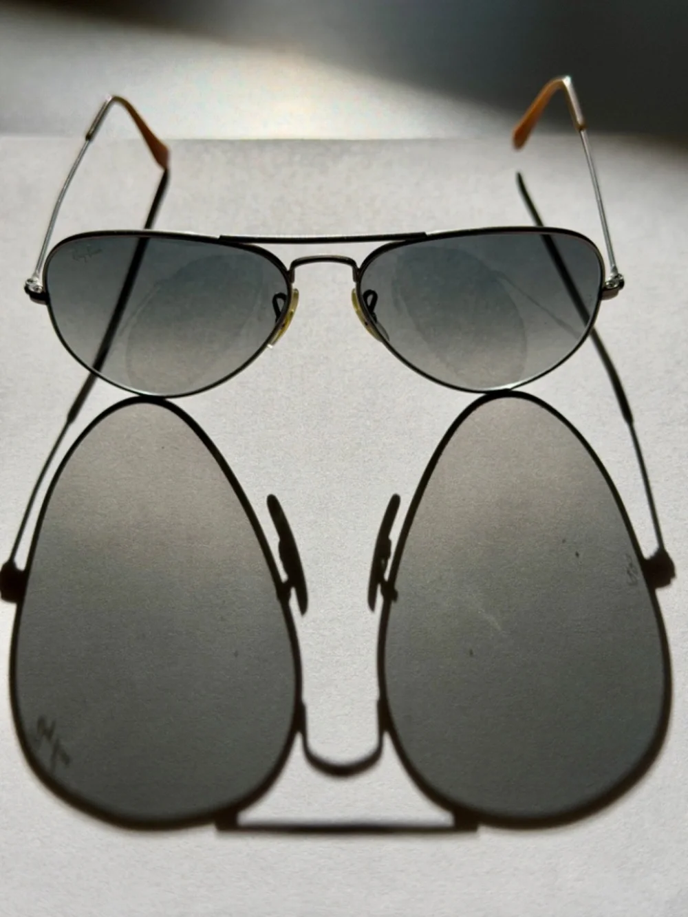 Ray-Ban Silver Frame Gradient Gray Lens Aviator Sunglasses